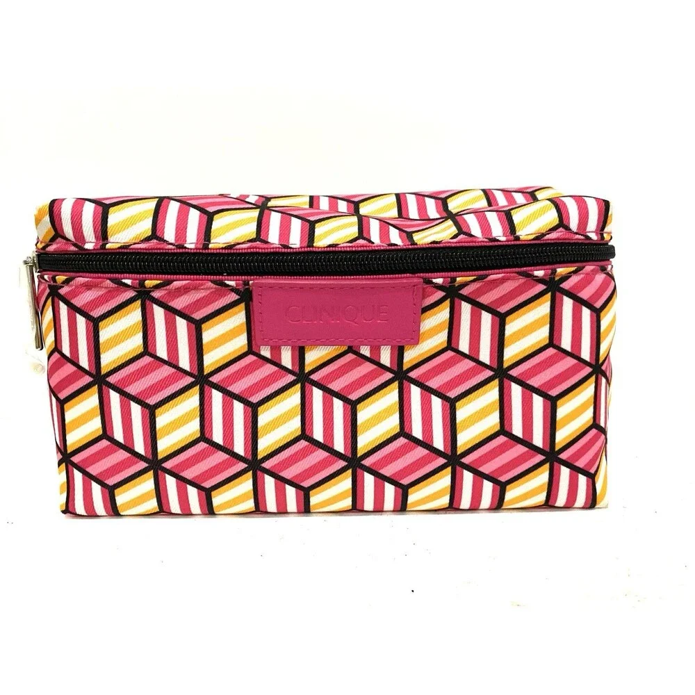 Clinique Pink Makeup Bag Cosmetic Pouch Travel Organizer Beauty Items Case